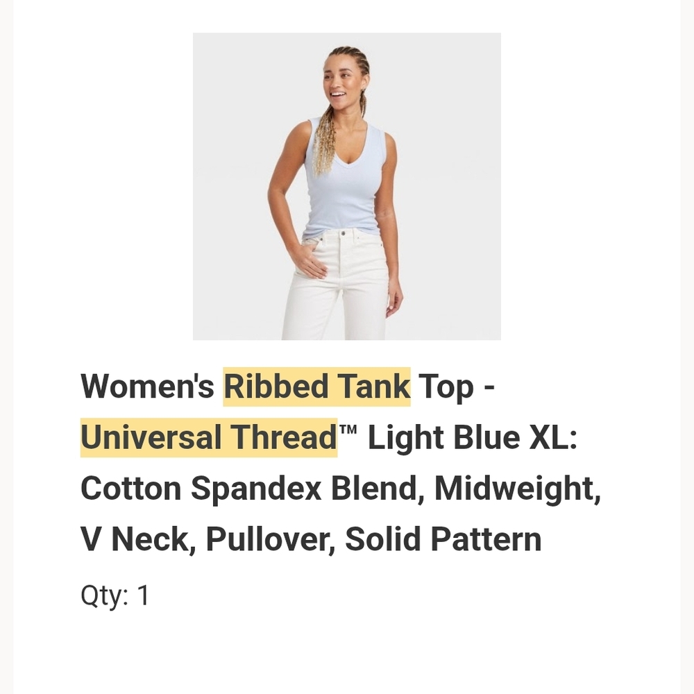 Universal Thread Women's Light Blue Ribbed Tank Top